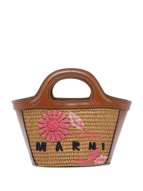 Marni Tropicalia floral-embroidered woven clutch bag - Brown - zdjęcie produktu nr 1