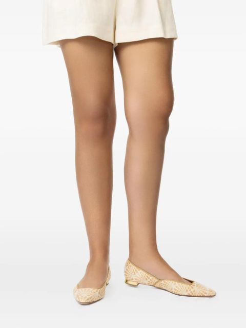 Aquazzura Maia raffia flat pumps - Neutrals