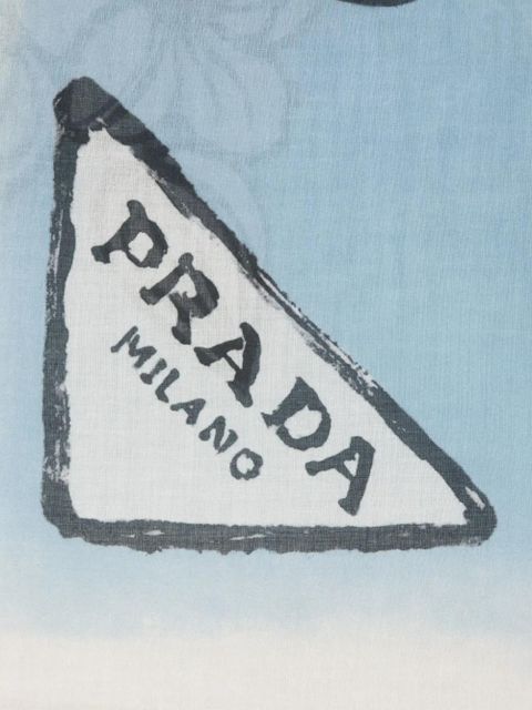 Prada floral-print scarf - Blue