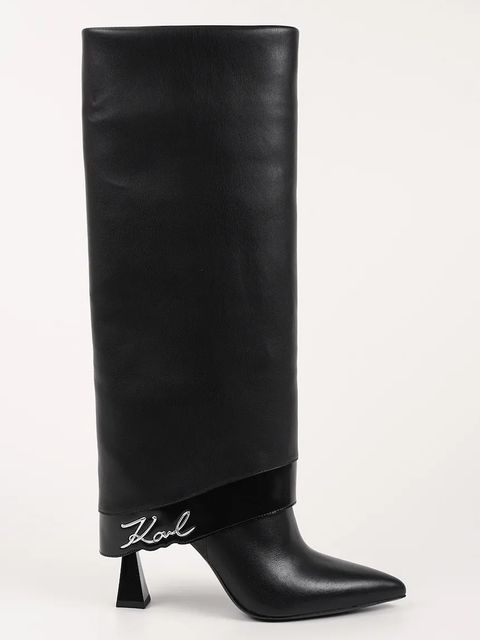 Karl Lagerfeld kozaki skórzane DEBUTANTE damskie kolor czarny na szpilce KL32081 - zdjęcie produktu nr 1