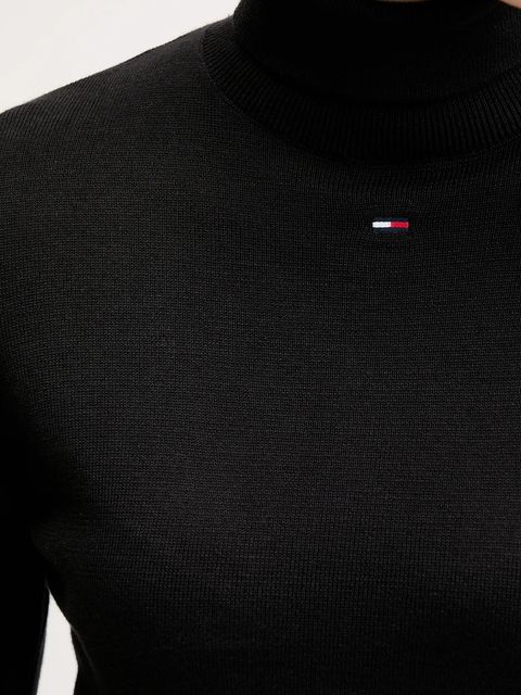 Tommy Jeans sweter bawełniany damski kolor czarny lekki z golfem DW0DW21672