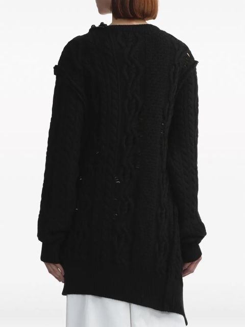 Simone Rocha distressed cable-knit jumper - Black
