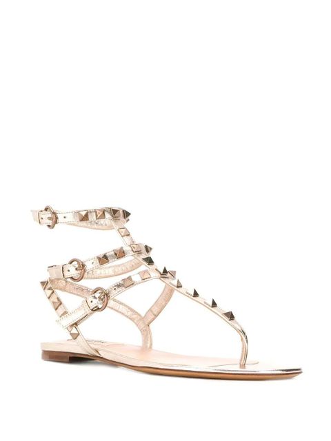 Valentino Garavani Rockstud metallic sandals - Neutrals - zdjęcie produktu nr 2