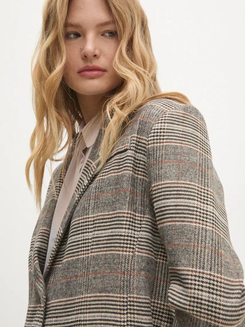 Answear.LAB marynarka kolor szary jednorzędowa wzorzysta