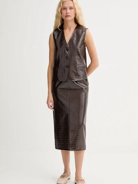 ISABELLE BLANCHE kamizelka kolor brązowy jednorzędowa IS25FW-C027-T006