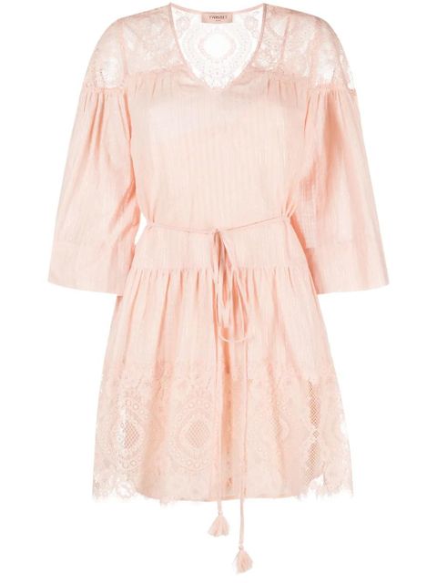 TWINSET lace-panelling cotton dress - Pink - zdjęcie produktu nr 1