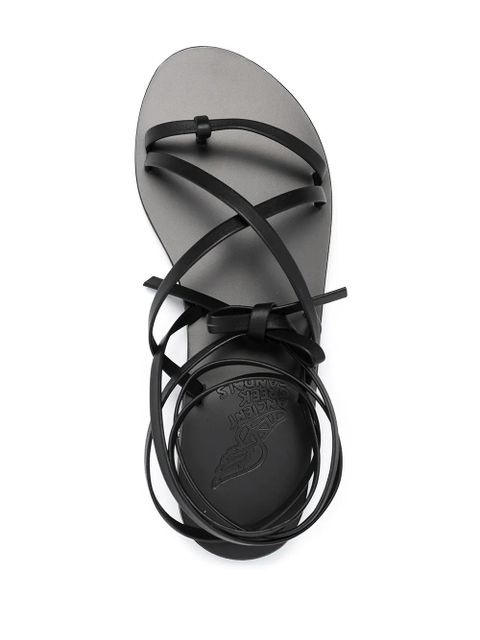 Ancient Greek Sandals wrap ankle sandals - Black