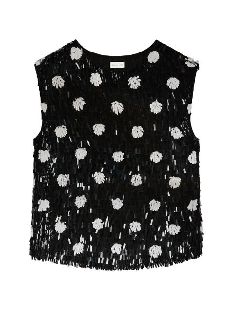 DRIES VAN NOTEN embroidered polka-dot silk top - Black - zdjęcie produktu nr 1
