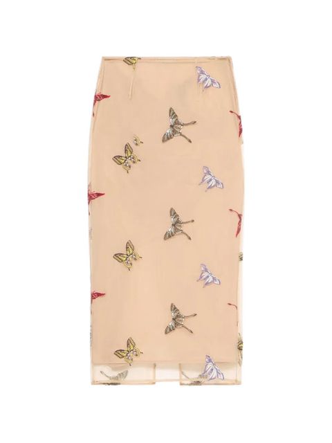 Blumarine butterfly-applique midi skirt - Neutrals - zdjęcie produktu nr 1