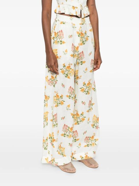 Agua By Agua Bendita Tota Cordillera floral palazzo pants - White