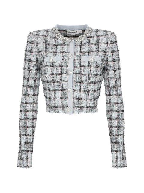 Self-Portrait check-pattern cardigan - Blue - zdjęcie produktu nr 1