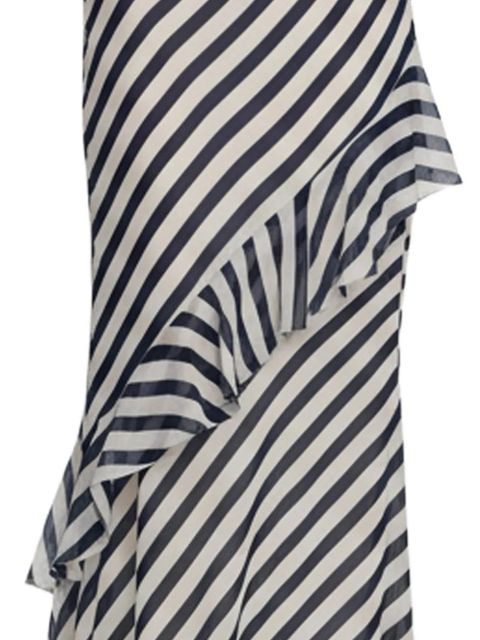 Self-Portrait maxi Georgette striped ruffled-details dress - Blue - zdjęcie produktu nr 2