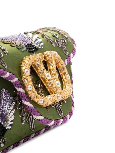 Valentino Garavani small Locò floral-embroidered VLogo-signature tote bag - Green - zdjęcie produktu nr 2