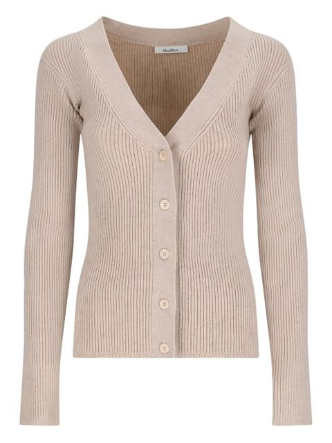 Max Mara V-neck ribbed cardigan - Neutrals - zdjęcie produktu nr 1