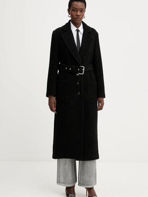 Pinko płaszcz z dodatkiem wełny kolor czarny 105695 A2UB