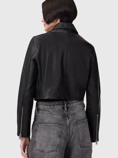 AllSaints kurtka skórzana ALMA kolor czarny przejściowa W007LC