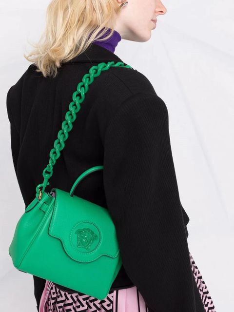 Versace small La Medusa leather tote bag - Green