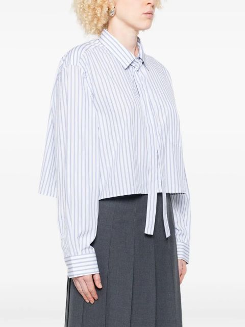 Prada striped tie-neck shirt - Blue