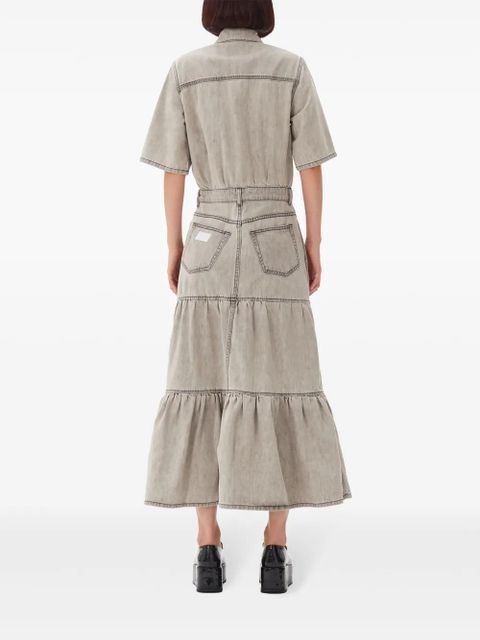 GANNI tiered denim maxi dress - Grey - zdjęcie produktu nr 2