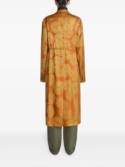 DRIES VAN NOTEN flora-jacquard coat - Orange