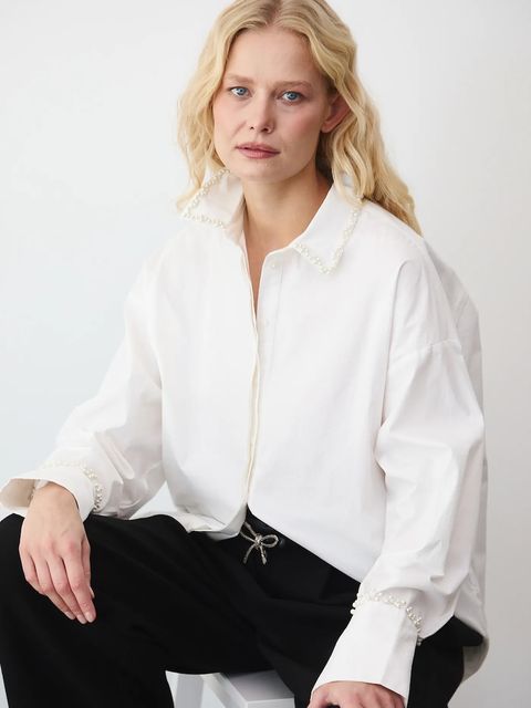 Medicine koszula damska kolor biały relaxed z kołnierzykiem klasycznym - zdjęcie produktu nr 1