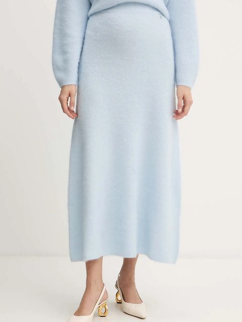 BOSS Orange spódnica z domieszką wełny kolor niebieski maxi rozkloszowana 50548955 - zdjęcie produktu nr 1