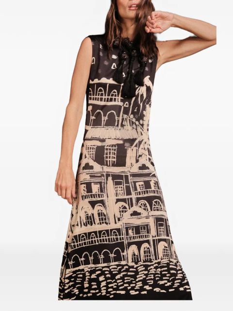 Johanna Ortiz Cardinal Direction printed maxi dress - Black