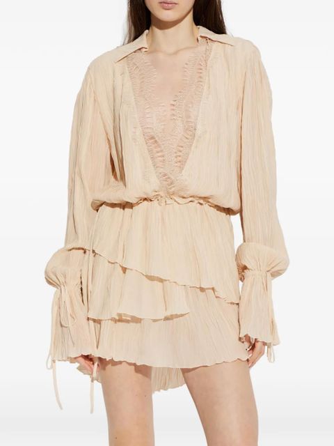 Blumarine lace tiered mini dress - Neutrals
