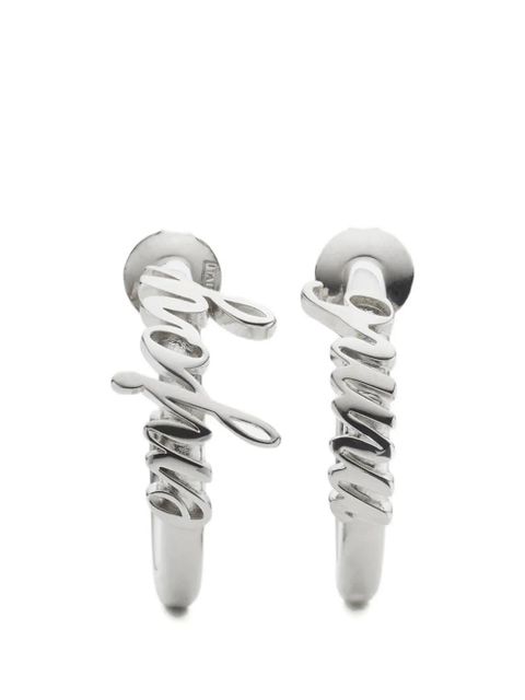 MM6 Maison Margiela lettering hoop earrings - Silver - zdjęcie produktu nr 1