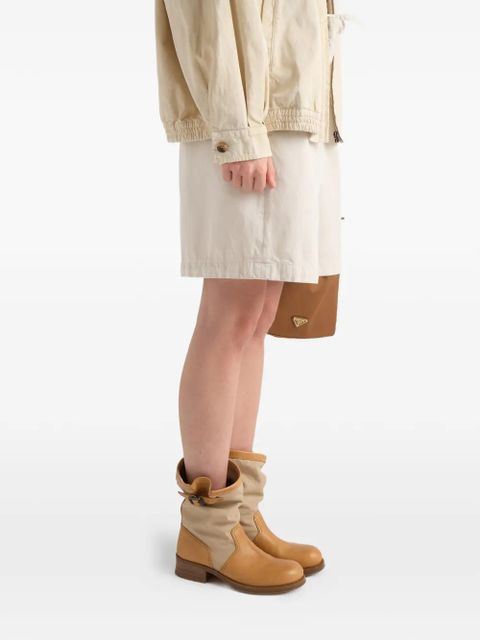 Prada leather and canvas boots - Neutrals