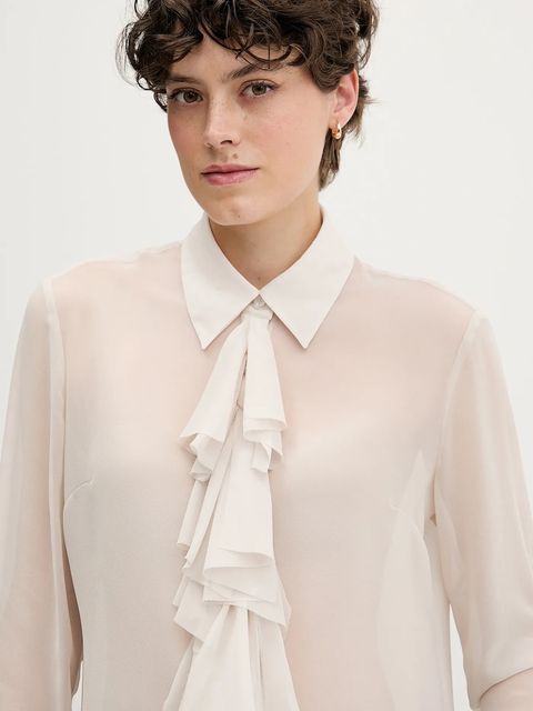 Sisley koszula damska kolor beżowy regular z kołnierzykiem klasycznym 5NOXLQ09T