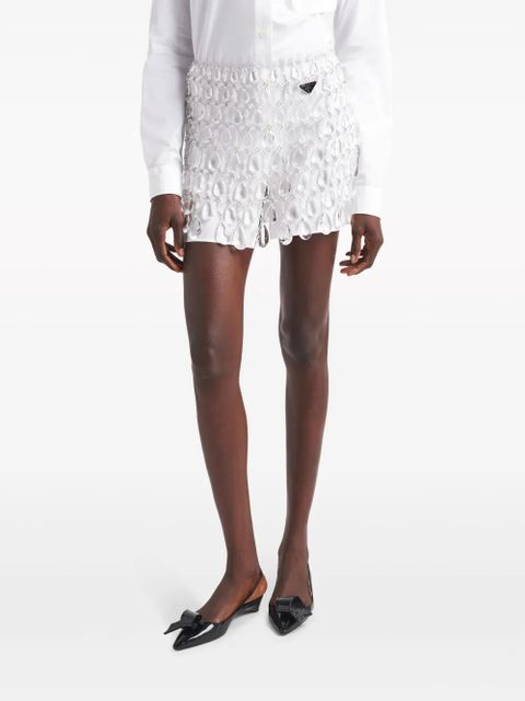 Prada crystal-embellished fringed miniskirt - Silver