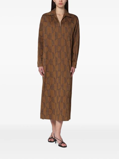 Max Mara geometric-print shirt midi day dress - Brown - zdjęcie produktu nr 2