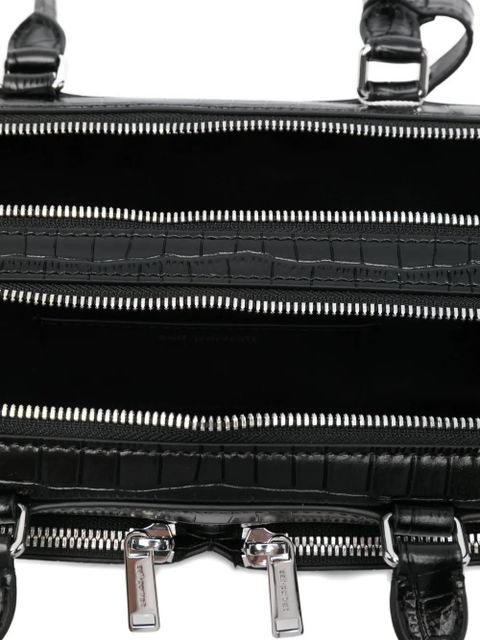 Self-Portrait crocodile-effect zip-top shoulder bag - Black