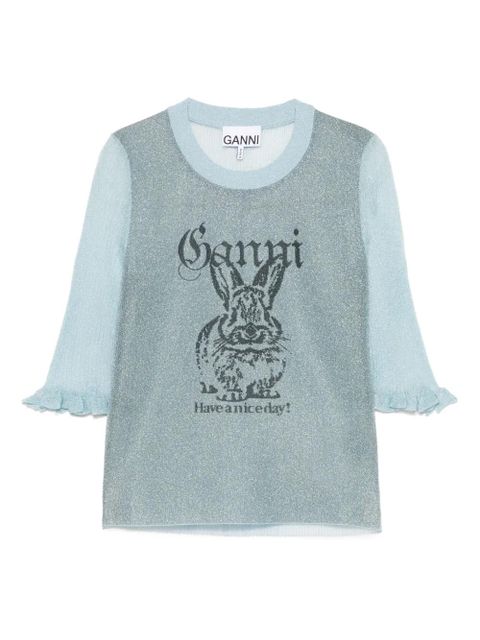 GANNI Bunny-detail top - Blue - zdjęcie produktu nr 1