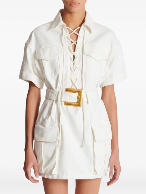 Balmain canvas mini dress - White