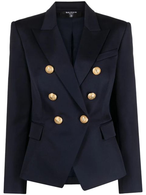 Balmain double-breasted wool blazer - Blue - zdjęcie produktu nr 1