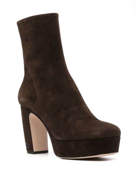 Miu Miu 95mm suede ankle boots - Brown - zdjęcie produktu nr 2