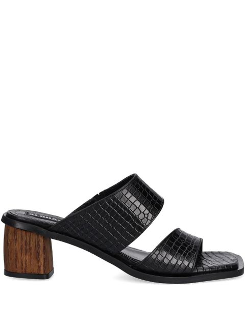 ALOHAS Gabin crocodile-effect block-heel slides - Black - zdjęcie produktu nr 1