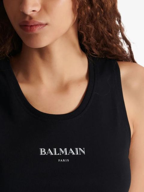 Balmain logo-print cotton top - Black