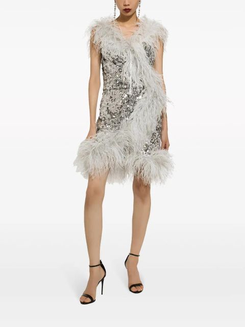 Dolce & Gabbana sequinned wrap minidress - Silver