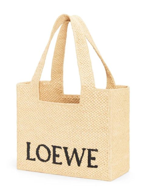 LOEWE Medium LOEWE Font Tote in raffia - Neutrals - zdjęcie produktu nr 2