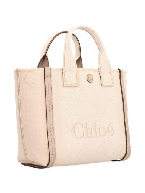 Chloé small Carry logo-embossed canvas tote bag - 26Y