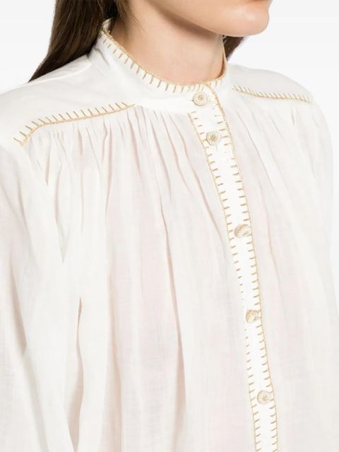 ZIMMERMANN Junie stitch-detail ramie blouse - White