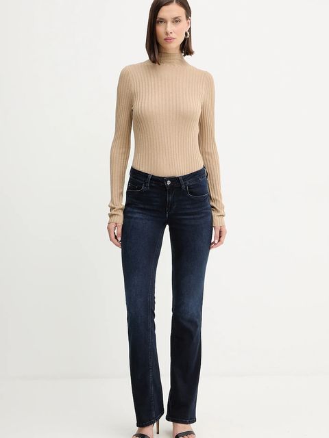 Liu Jo sweter damski kolor beżowy lekki z półgolfem MF5389 MS46J - zdjęcie produktu nr 2