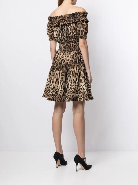 Dolce & Gabbana leopard-print short dress - Brown