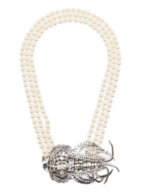 Valentino Garavani pearl-embellished crystal necklace - Silver - zdjęcie produktu nr 1