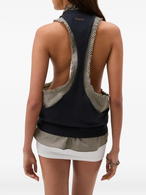 Versace cotton-cashmere knit tank top - Blue