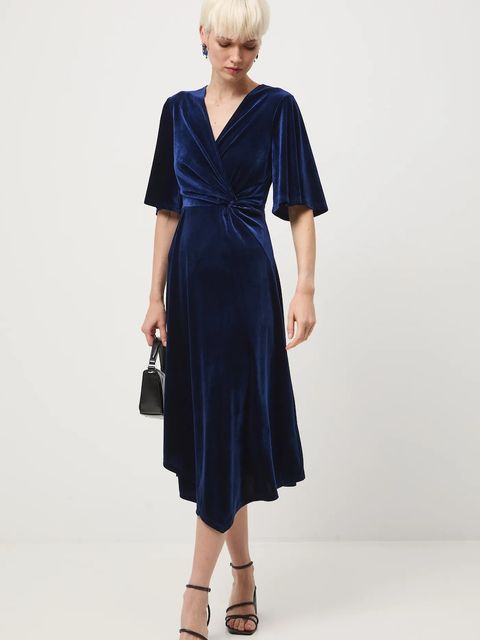 Medicine sukienka kolor granatowy midi rozkloszowana