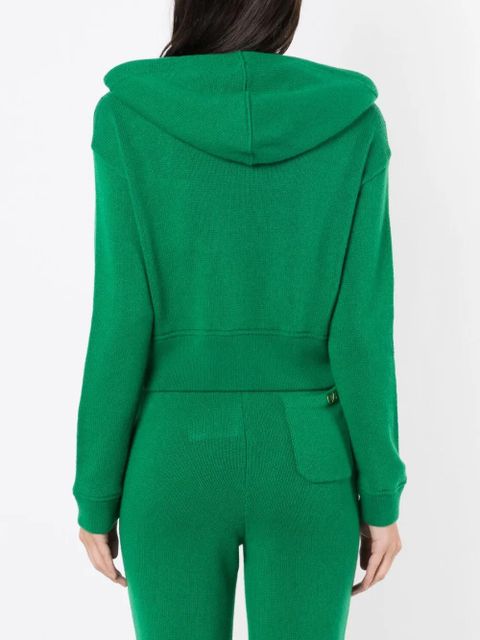 Valentino Garavani logo-plaque cashmere hoodie - Green